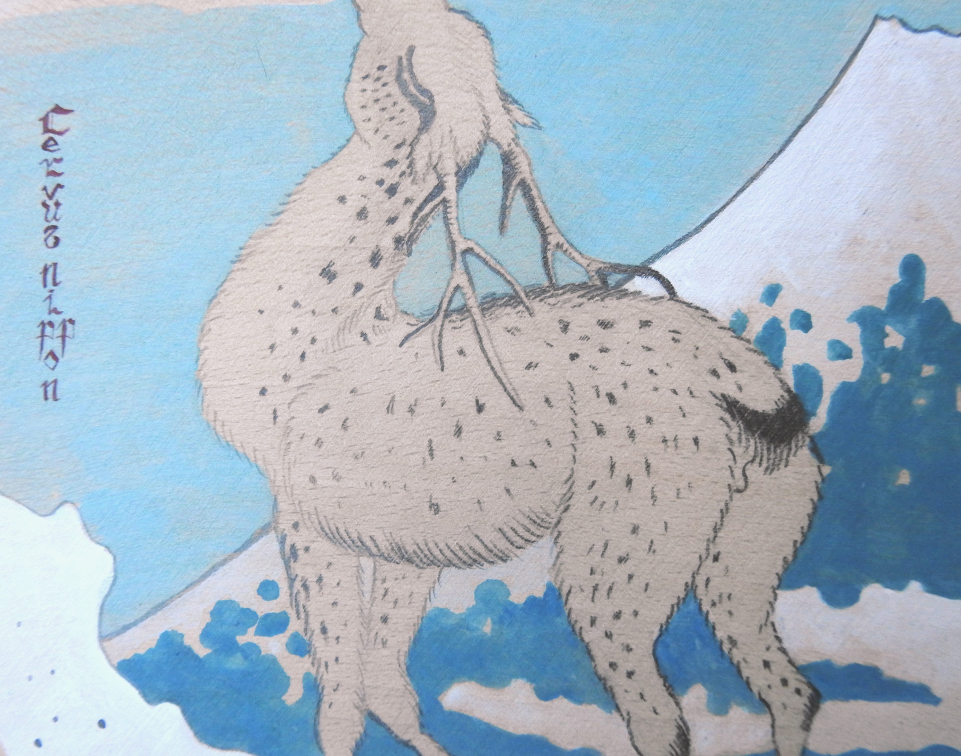 Board "Deer After Hokusai"